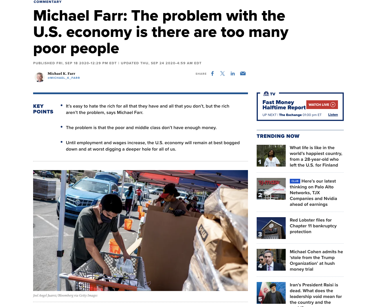 web page - Commentary Michael Farr The problem with the U.S. economy is there are too many poor people Published Fri. Edt Updated Thu, Edt Michael K. Farr f Xin Key Points It's easy to hate the rich for all that they have and all that you don't, but the r